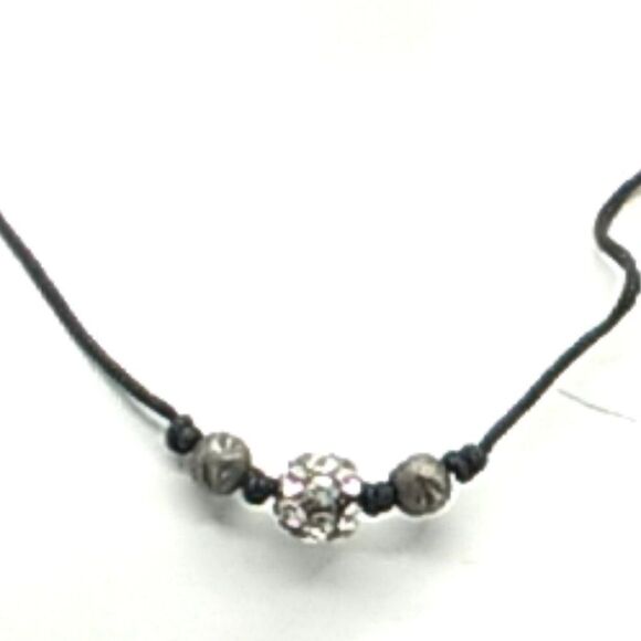 SILPADA Corded Cubic Zirconia 925 Sterling Silver Ball Petite Choker Necklace - Picture 11 of 15